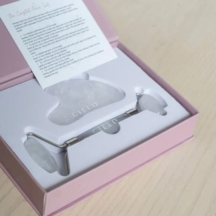 Cielo White Quartz Gua Sha Set