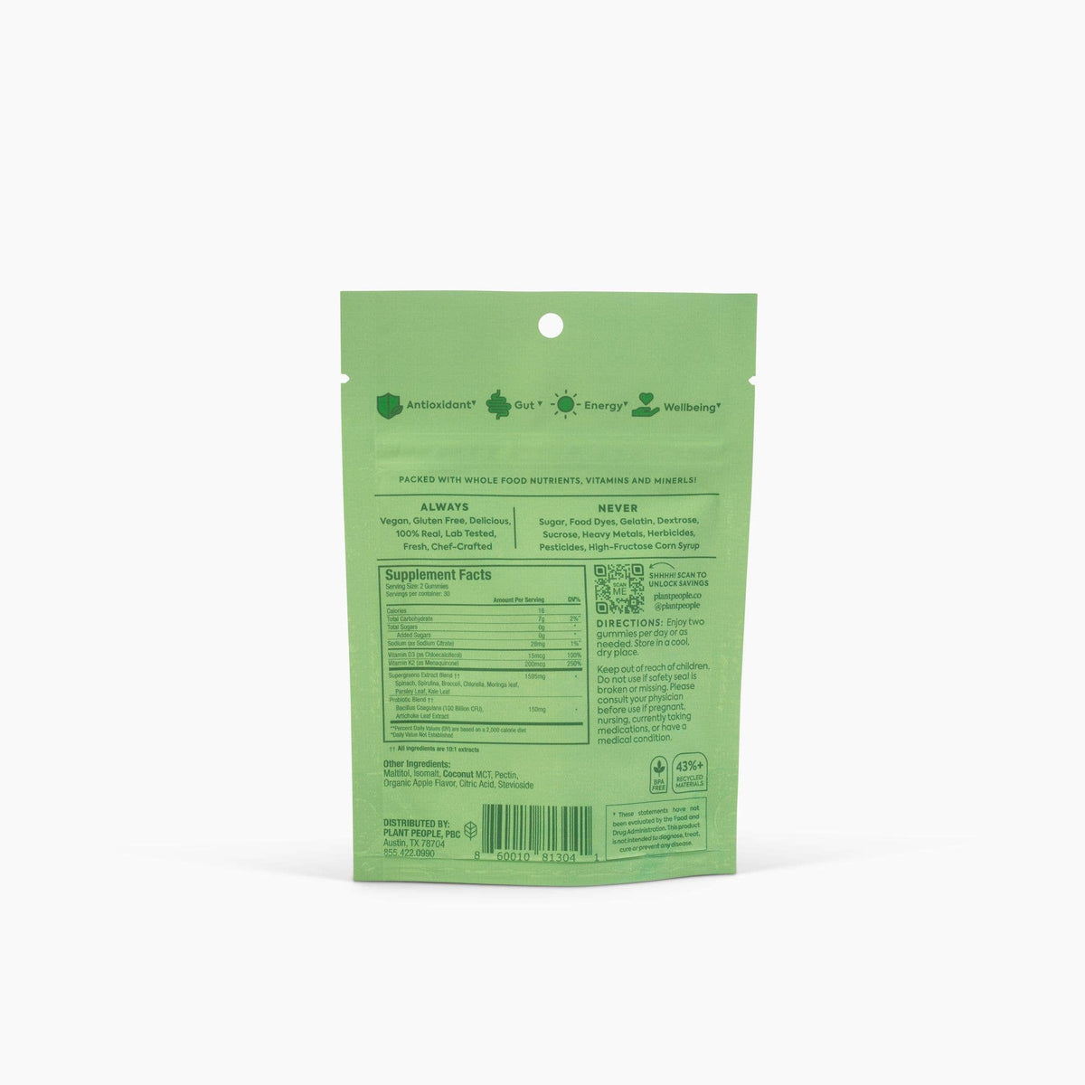 WonderGreens Mushroom Gummies: GrabnGo size