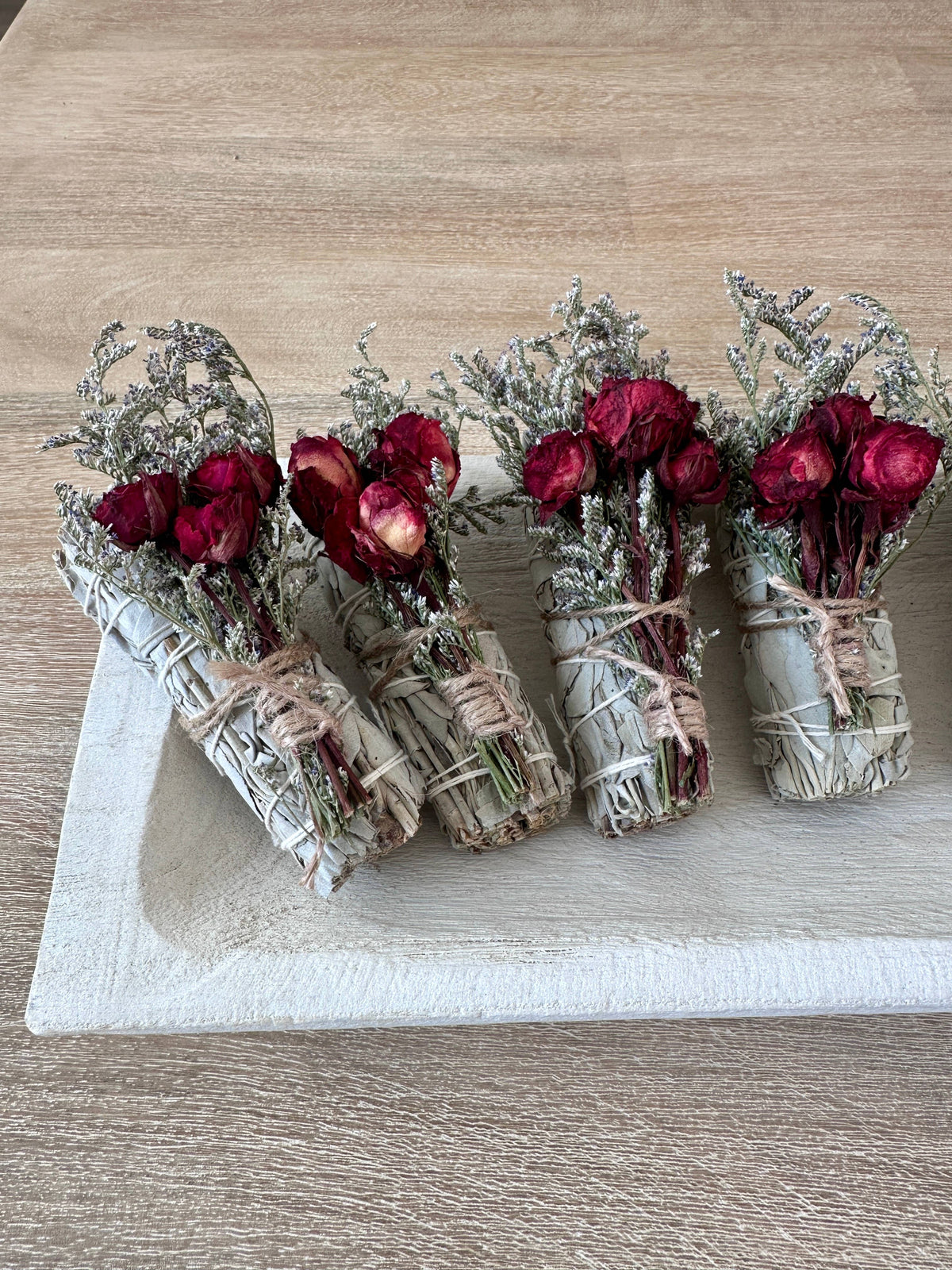 Premium White Sage Sticks with Red Roses