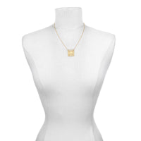 Gold Rectangle Lotus Pendant Necklace