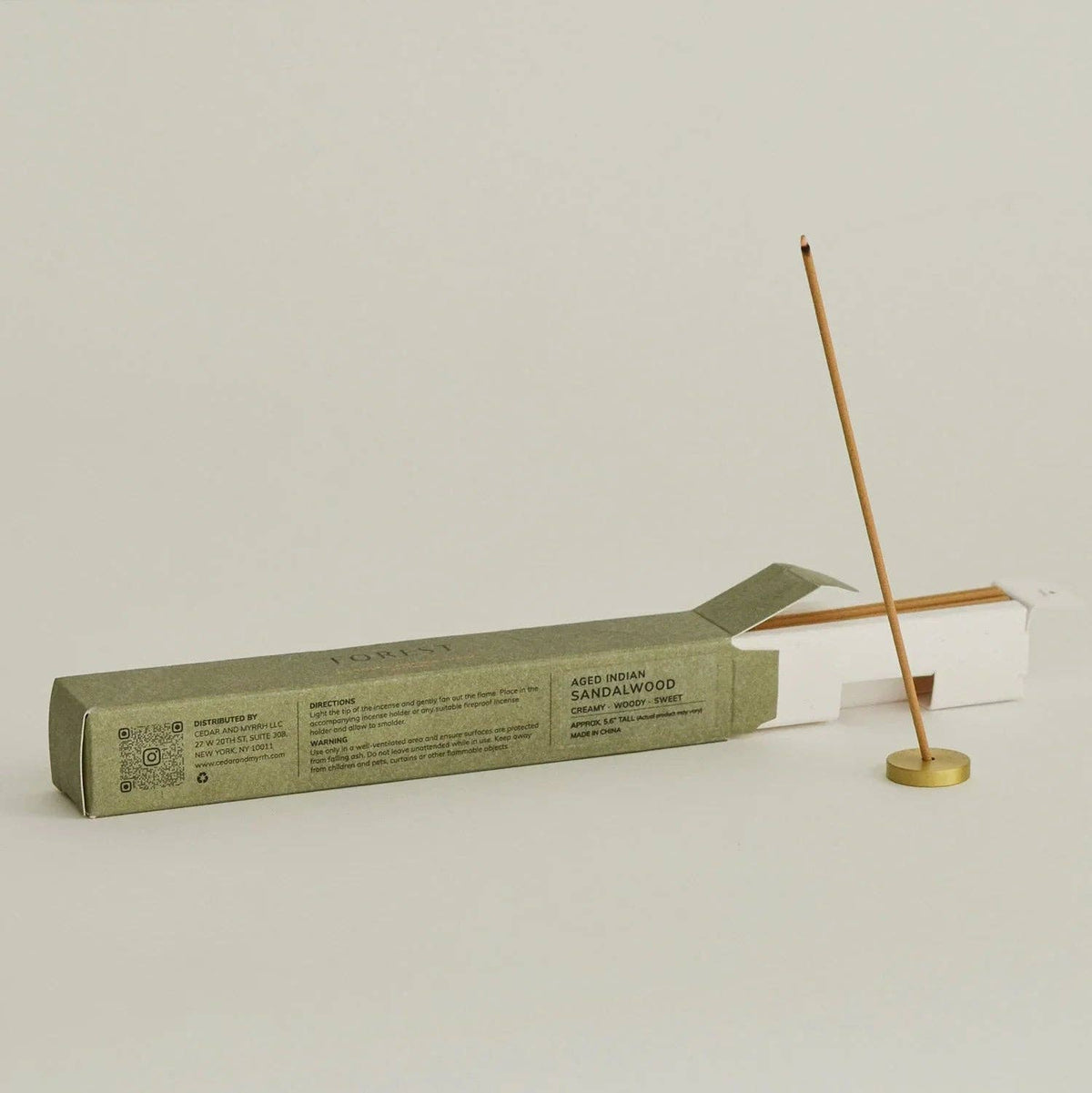 Aged Indian Sandalwood Incense Stick Set – 30 Sticks with Brass Holder