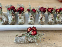 Premium White Sage Sticks with Red Roses