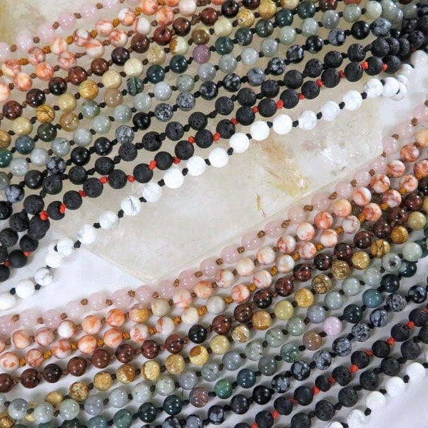 Crystal Gemstone Knotted Necklace - Mala Necklace Spiritual