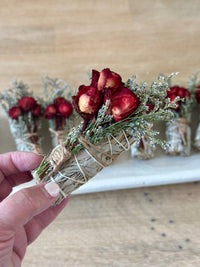 Premium White Sage Sticks with Red Roses
