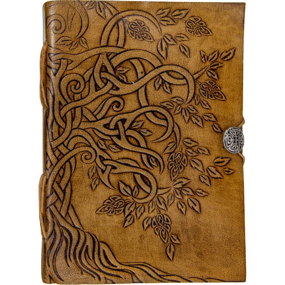 Leather Journal With Button Closure - Tree of Life
