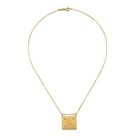 Gold Rectangle Lotus Pendant Necklace