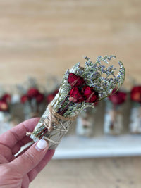 Premium White Sage Sticks with Red Roses