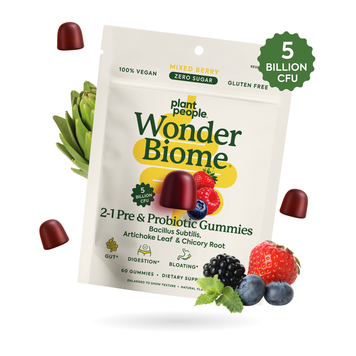 WonderBiome 2-1 Pre and Probiotic Gummies
