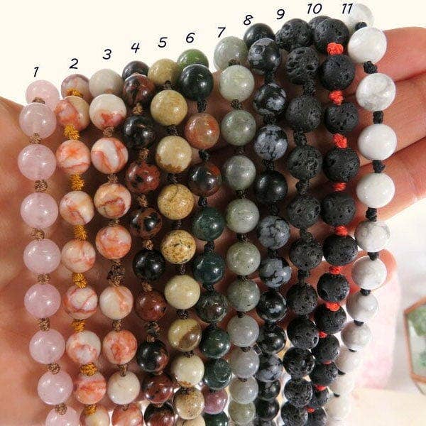 Crystal Gemstone Knotted Necklace - Mala Necklace Spiritual