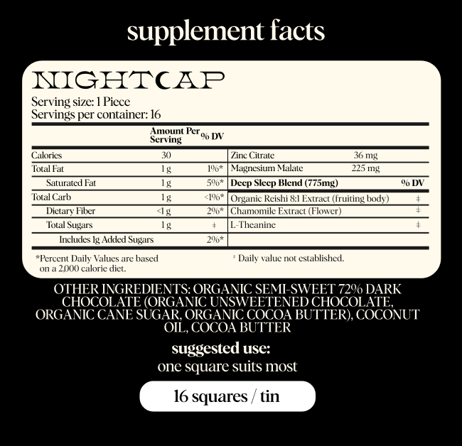 Nightcap — mushroom chocolate supplement for deep sleep