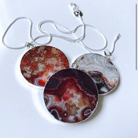 Red Mexican Fire Agate Stone Sterling Silver 925 Necklace