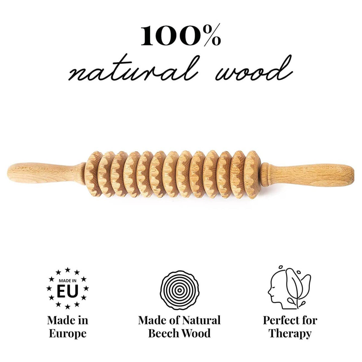 Wooden Cellulite Massage Roller Tool Brush Massager Leg Body