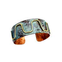 Handcrafted Rustic Copper Patina Bracelet Oxidized Blue Wave
