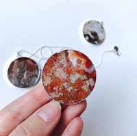 Red Mexican Fire Agate Stone Sterling Silver 925 Necklace