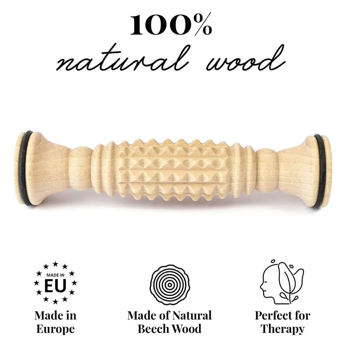 Foot Massager Massage Tool for Feet Wooden Roller 20 x 5 cm