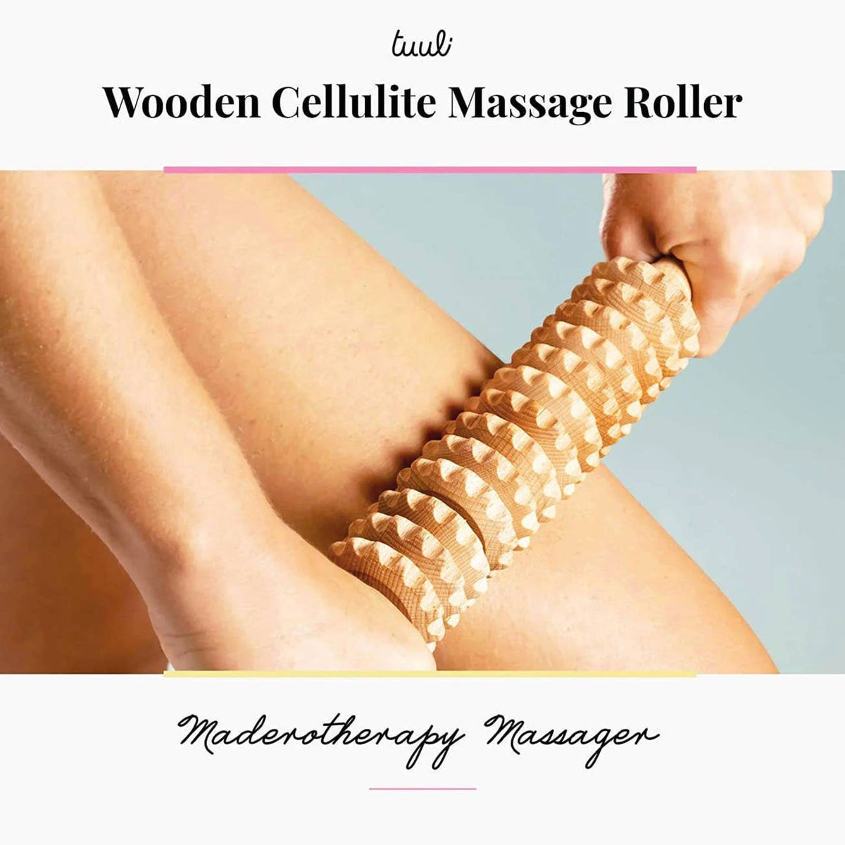 Wooden Cellulite Massage Roller Tool Brush Massager Leg Body