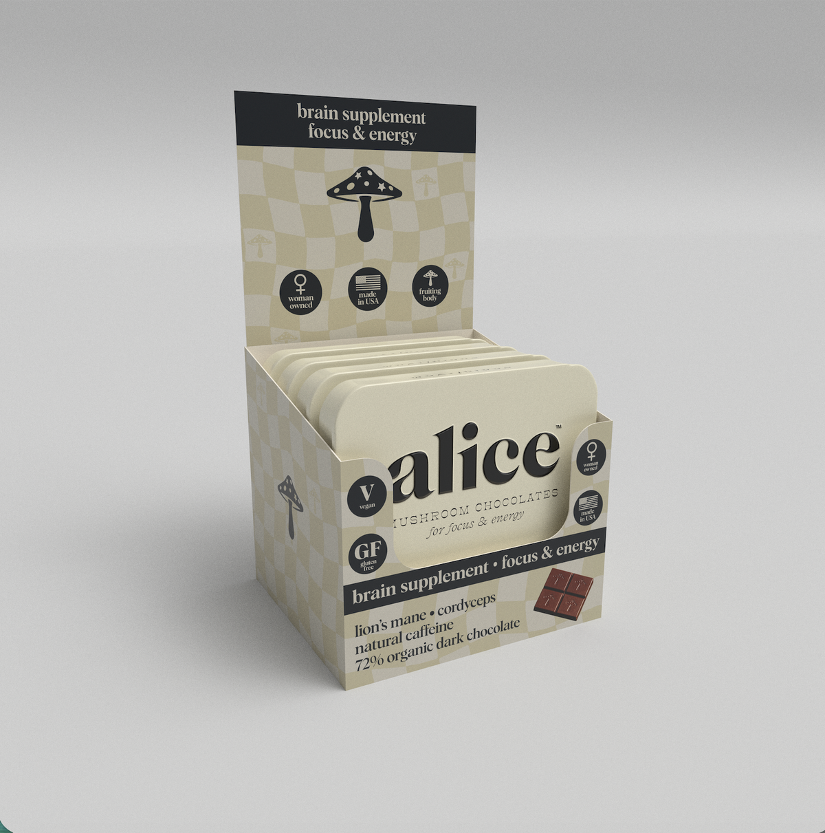 Brainstorm — mushroom chocolate supplement for focus
