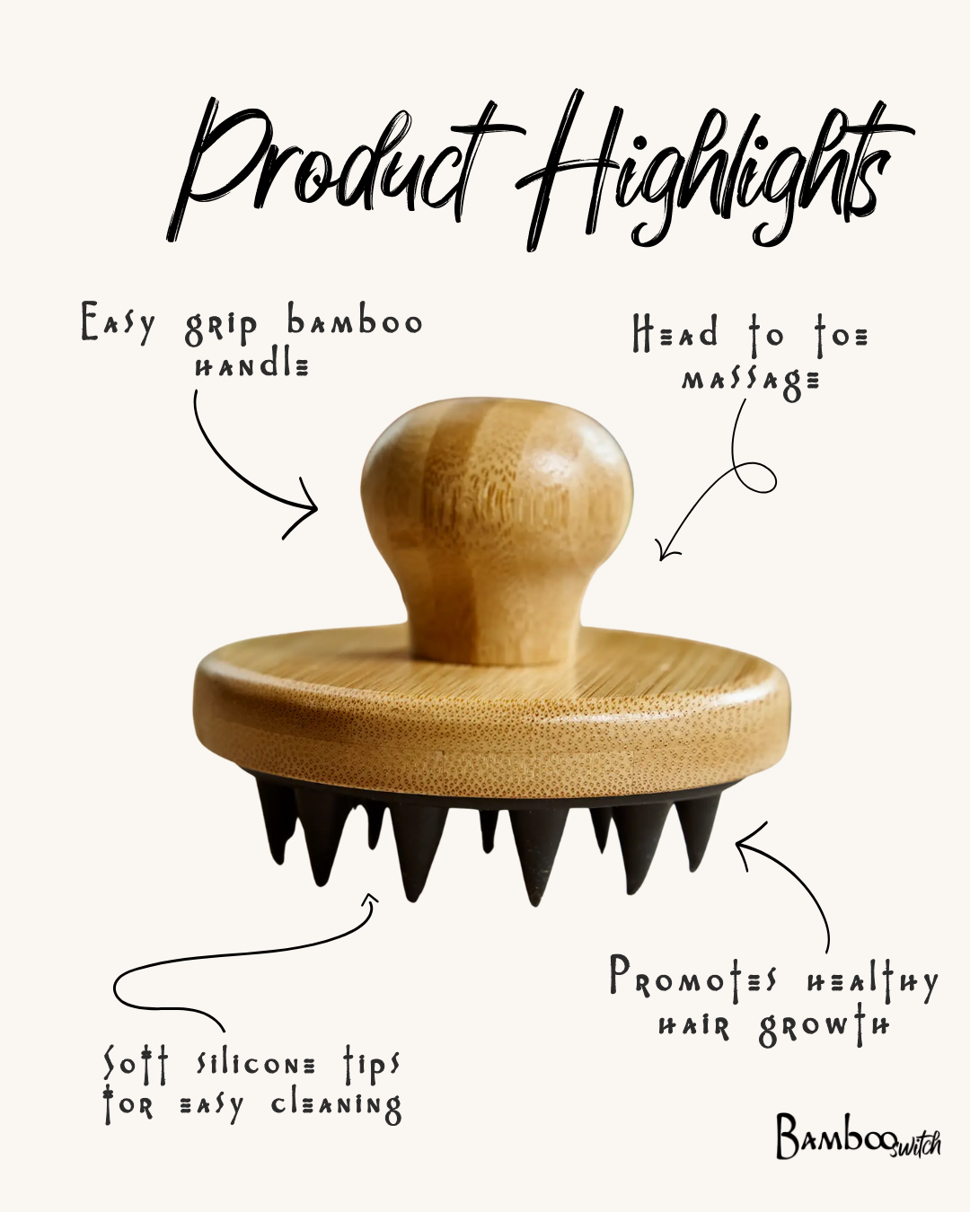 Bamboo + Silicone Scalp & Body Massager | Hair Bestseller